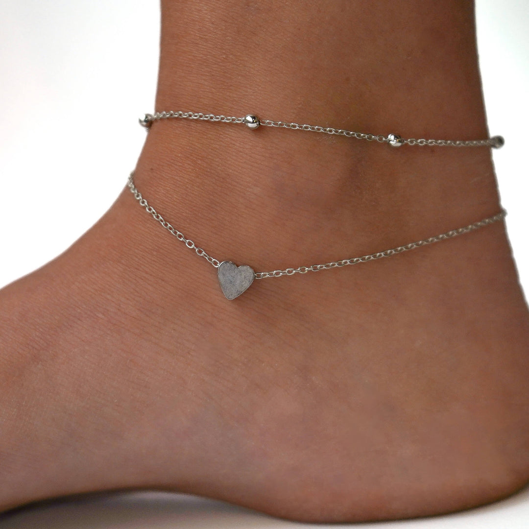 Double Chain Heart - Anklet