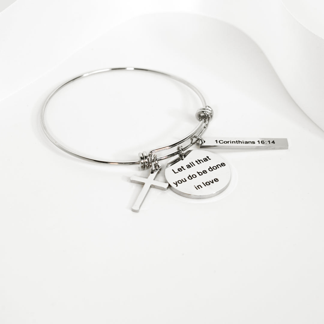 Let All You Do Be Done In Love - Wire Charm Bracelet