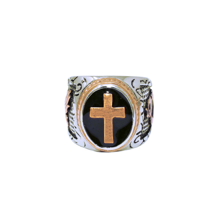 Signet Cross - Silver and Gold Ring
