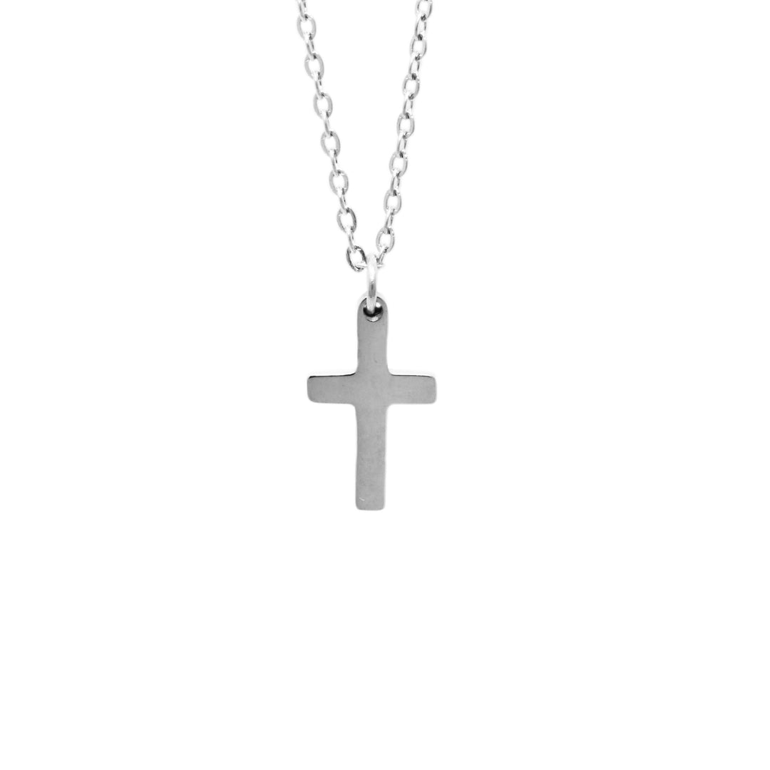 Extra Small Diamond CZ - Silver Cross Necklace