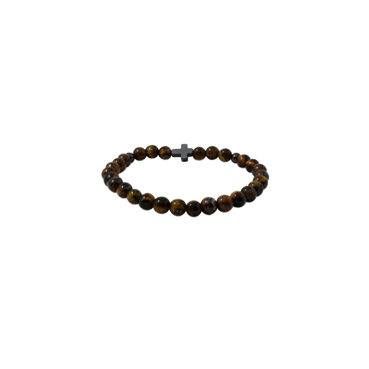 Brown Bead Cross Bracelet