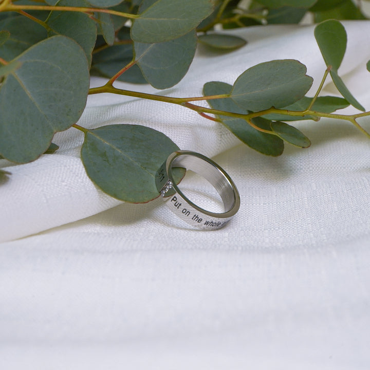 Put On The Whole Armor Of God - Silver 3 Stone Ring