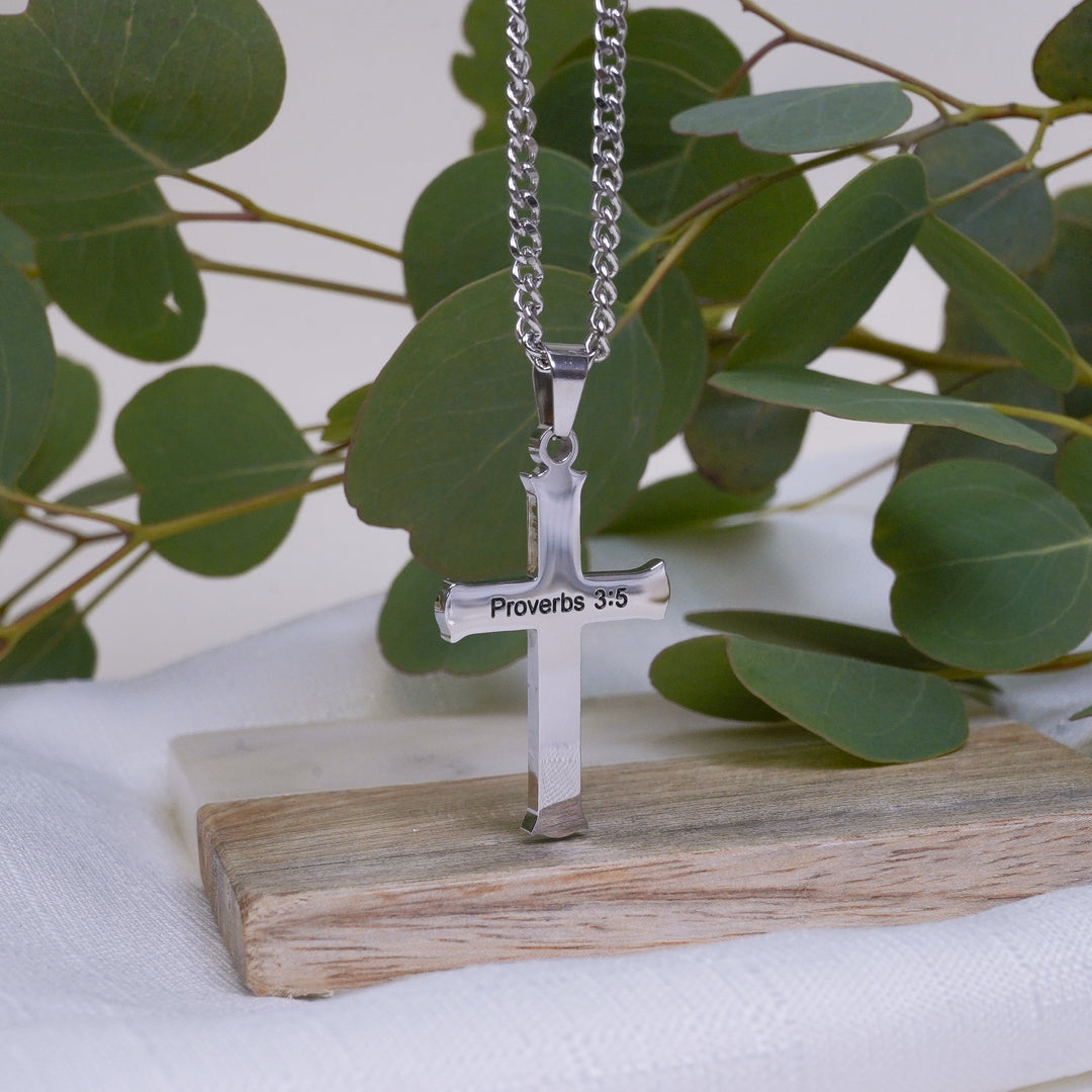 Trust in the Lord - Silver Cross Necklace