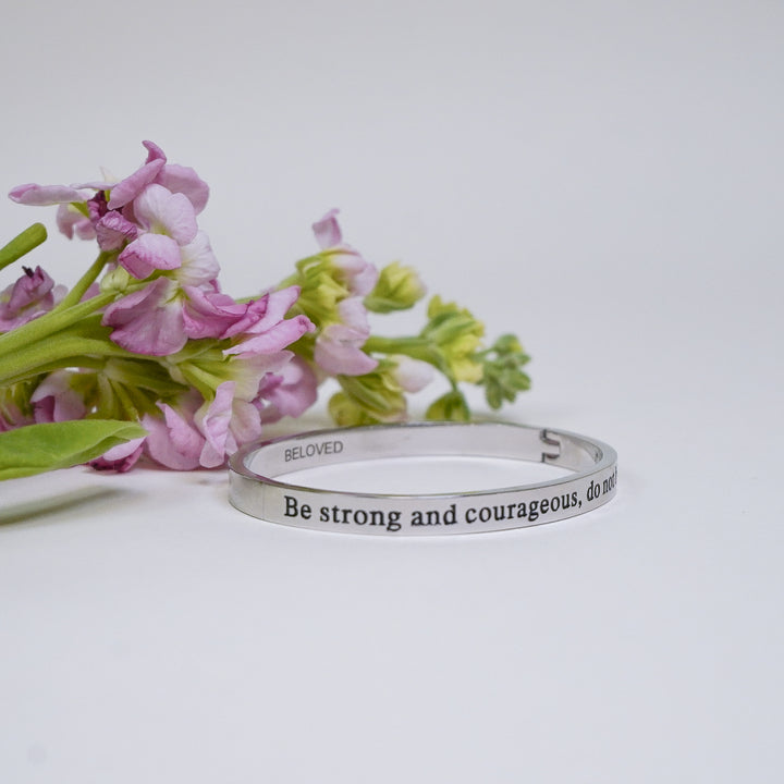 Be Strong And Courageous - Silver Bangle Bracelet