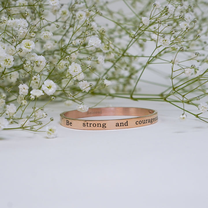 Be Strong And Courageous - Rose Gold Bangle Bracelet