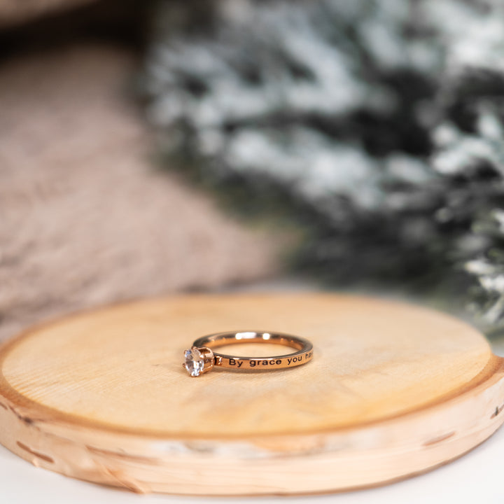 By Grace You Are Saved - Solitaire Ring