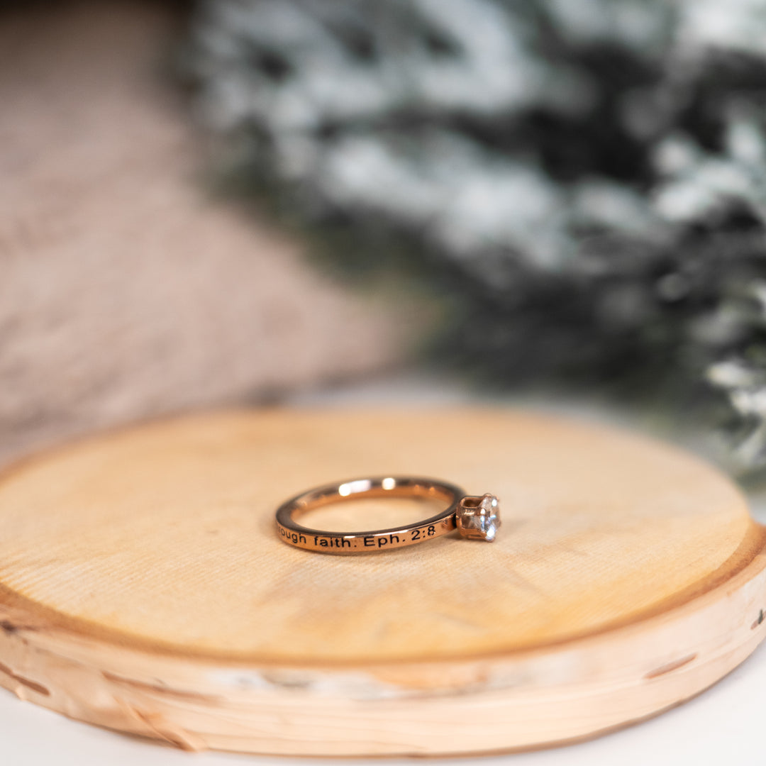 By Grace You Are Saved - Solitaire Ring