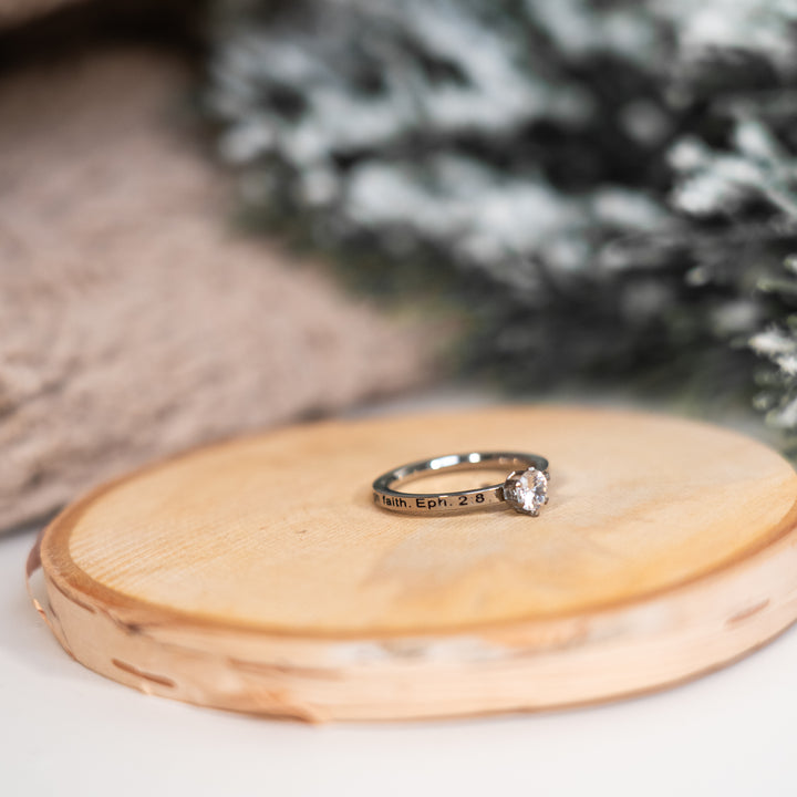 By Grace You Are Saved - Solitaire Ring