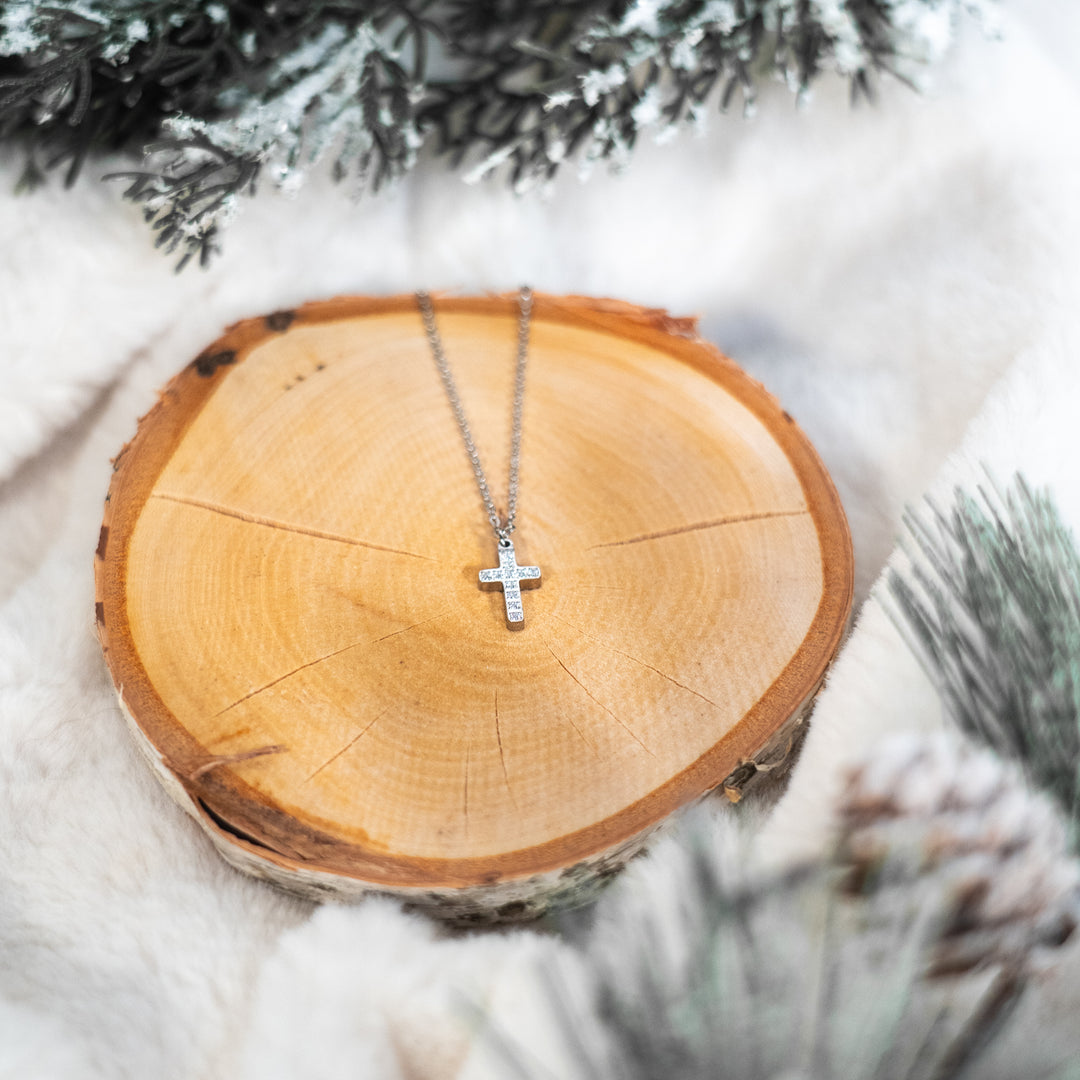 Diamond CZ Extra Small Cross - Necklace