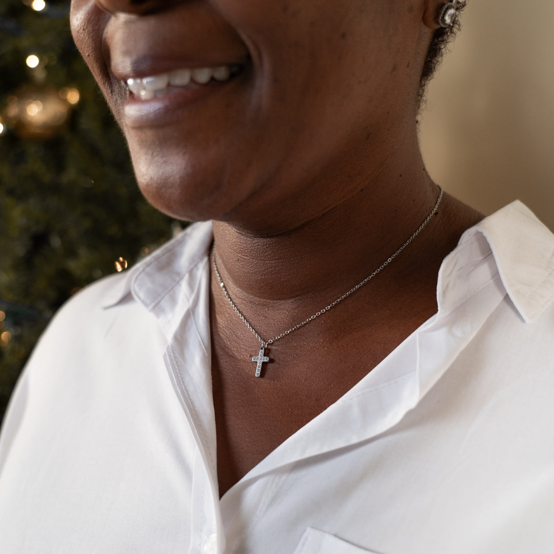 Diamond CZ Extra Small Cross - Necklace