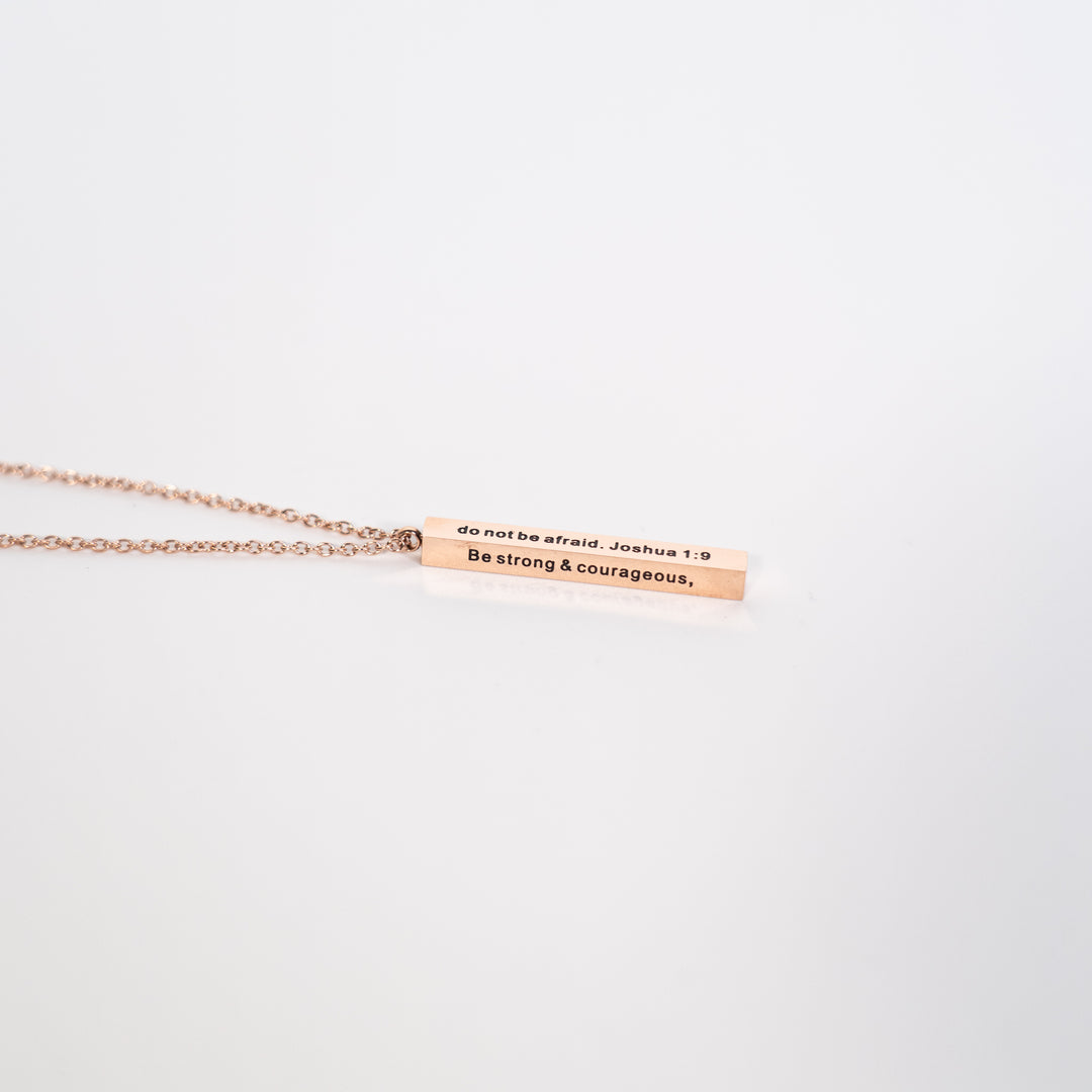 Be Strong And Courageous -  Vertical Bar Necklace