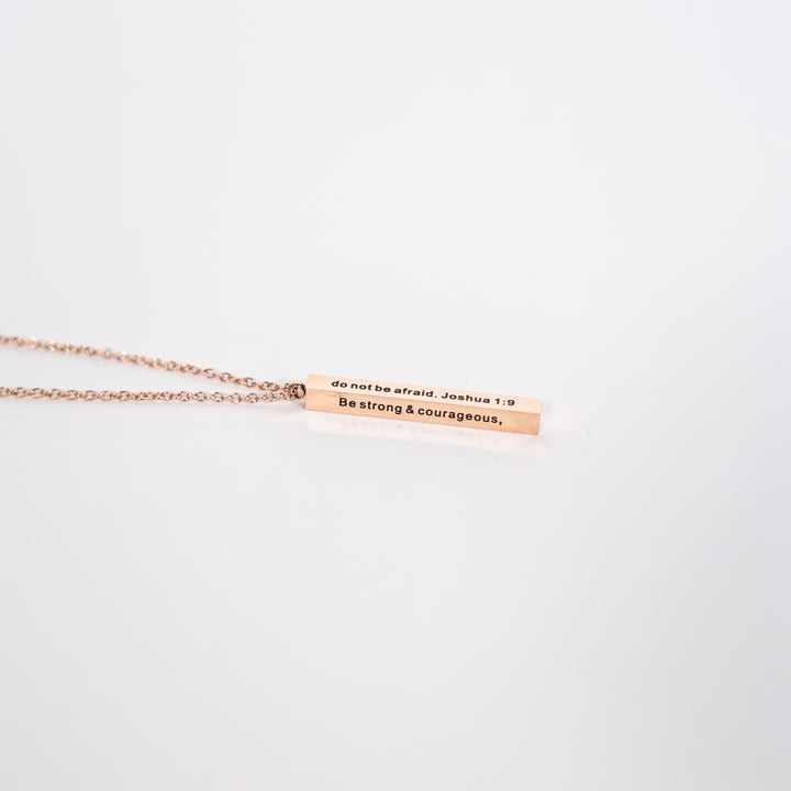 Be Strong And Courageous -  Vertical Bar Necklace