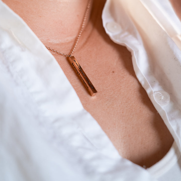 Be Strong And Courageous -  Vertical Bar Necklace