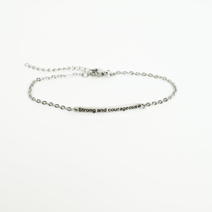 Strong And Courageous - Bar Bracelet