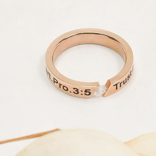 Trust In The Lord Diamond CZ - Rose Gold Ring