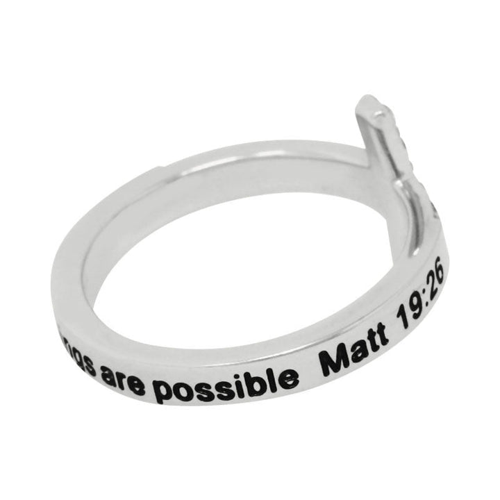 With God All Things Are Possible - Silver Diamond CZ Ring
