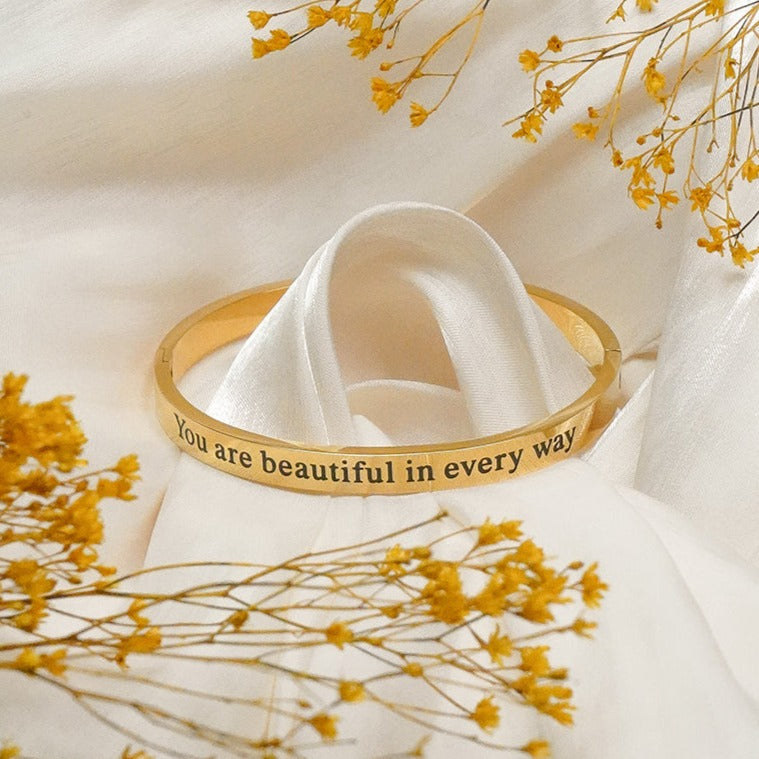 You Are Beautiful - Gold Bangle Bracelet