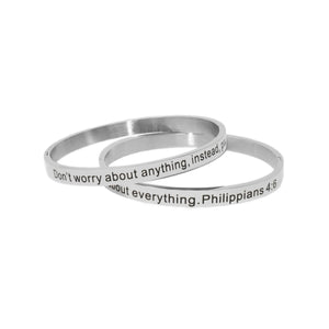 Silver DON'T WORRY Bangle Bracelet
