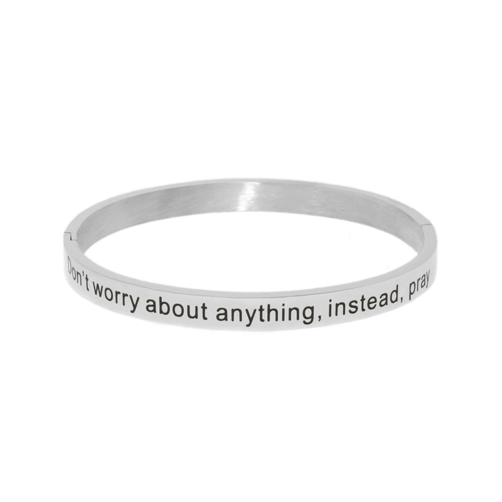 Silver DON'T WORRY Bangle Bracelet