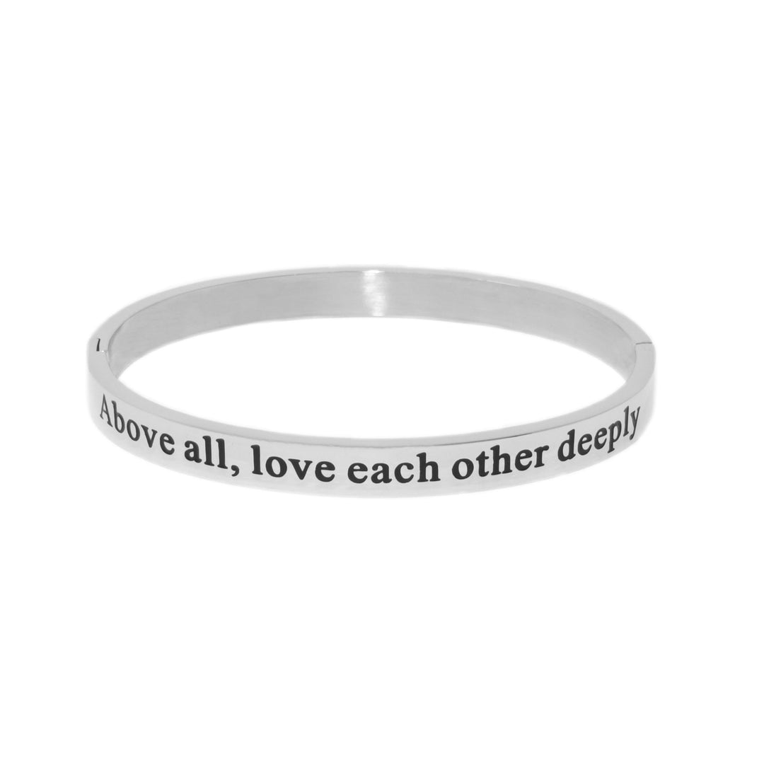All Above, Love Each Other - Silver Bangle Bracelet