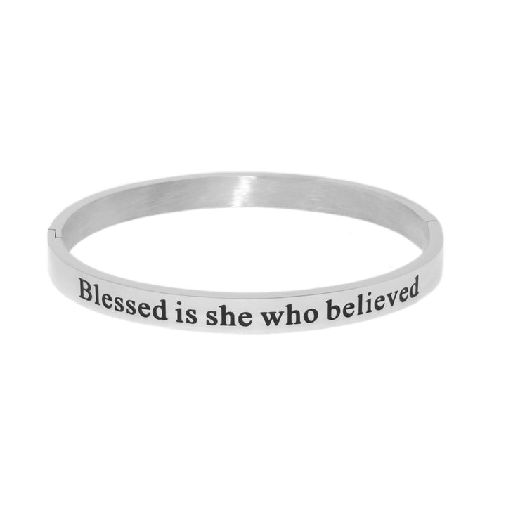 Silver BLESSED IS SHE Bangle Bracelet