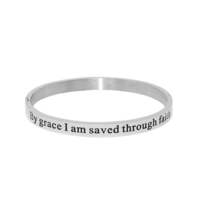 Silver BY GRACE I AM SAVED Bangle Bracelet