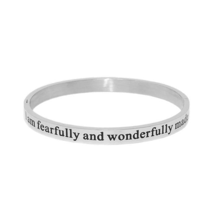 Silver I AM FEARFULLY & WONDERFULLY MADE Bangle Bracelet