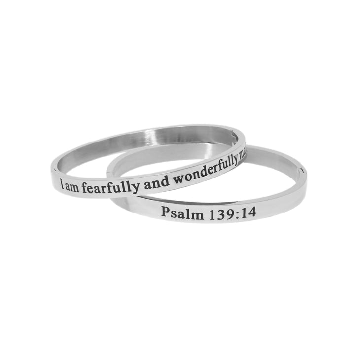 Silver I AM FEARFULLY & WONDERFULLY MADE Bangle Bracelet