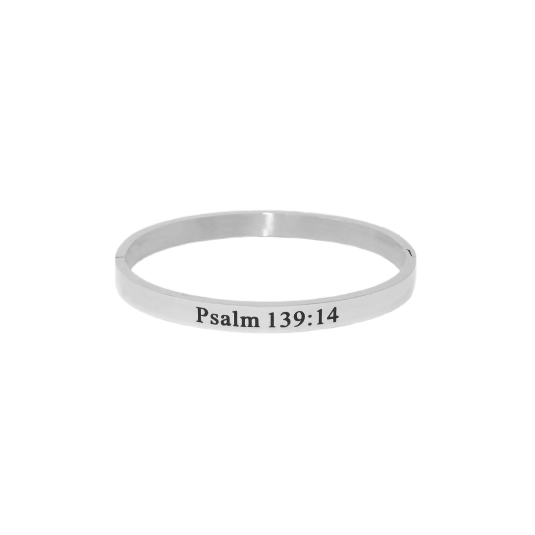 Silver I AM FEARFULLY & WONDERFULLY MADE Bangle Bracelet