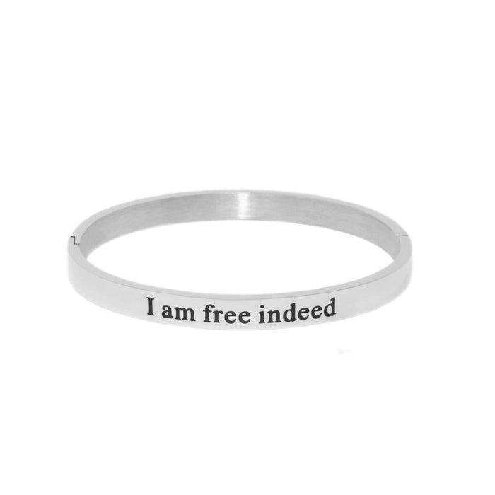 Silver I AM FREE INDEED Bangle Bracelet