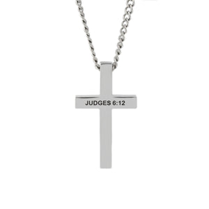 Silver MIGHTY MAN OF VALOR Simple Cross Necklace