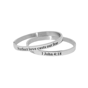 Silver PERFECT LOVE CASTS OUT FEAR Bangle Bracelet