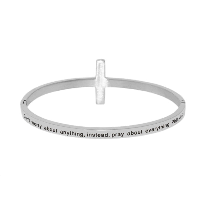 Silver DON'T WORRY Cross Bracelet
