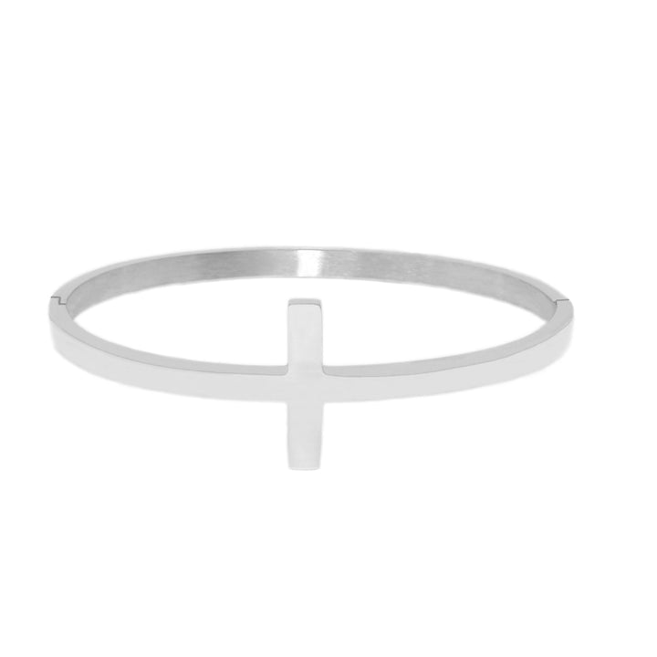 Silver DON'T WORRY Cross Bracelet