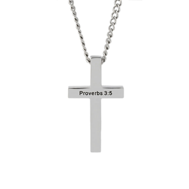 Trust In The Lord - Simple Silver Cross Necklace