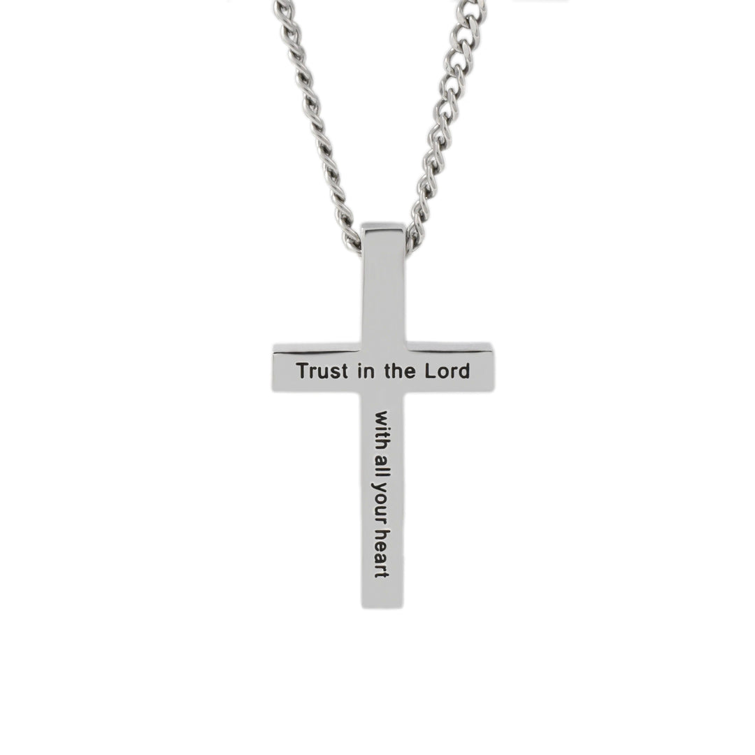 Trust In The Lord - Simple Silver Cross Necklace