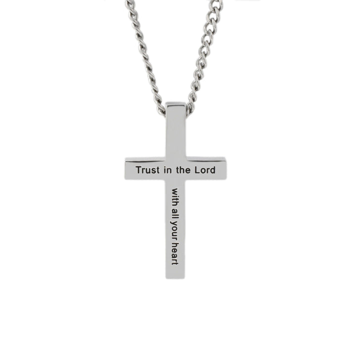 Silver TRUST IN THE LORD Simple Cross Necklace