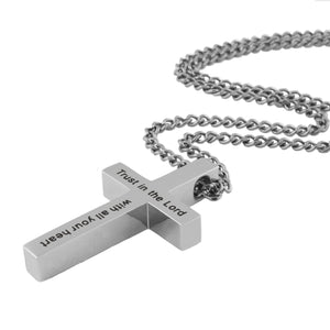 Silver TRUST IN THE LORD Simple Cross Necklace