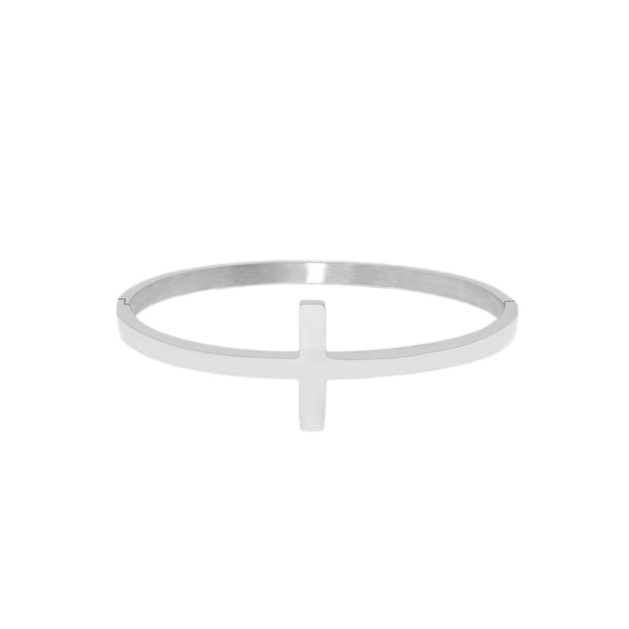 Silver I CAN DO ALL THINGS Cross Bangle Bracelet