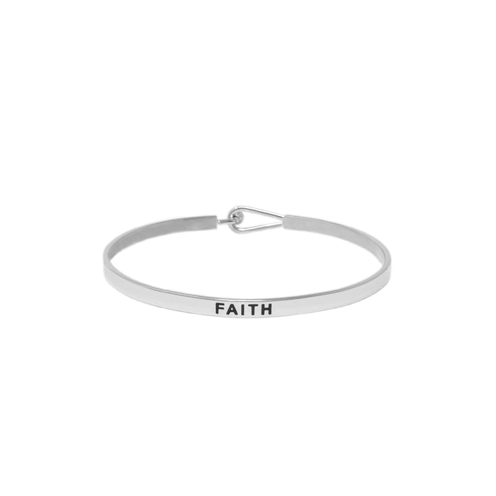 Silver FAITH Thin Hook Bracelet