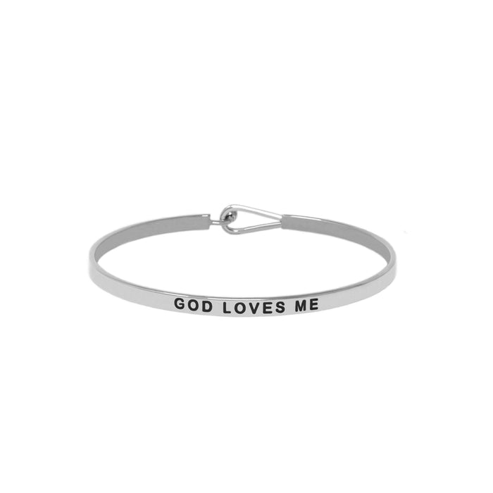 Silver GOD LOVES ME Thin Hook Bracelet
