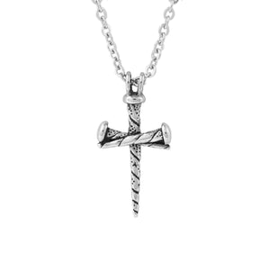 Silver Cross Nails Necklace