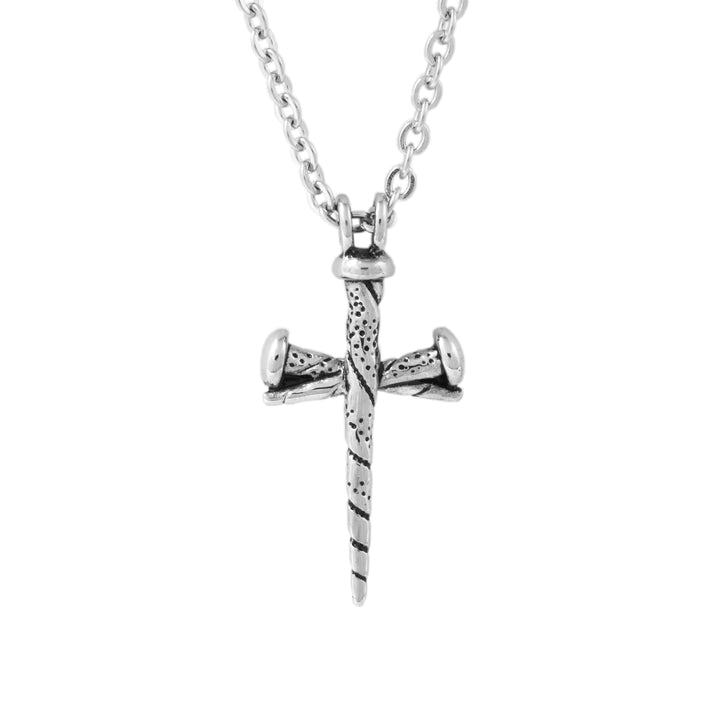 Silver Cross Nails Necklace