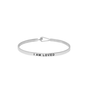 Silver I AM LOVED Thin Hook Bracelet
