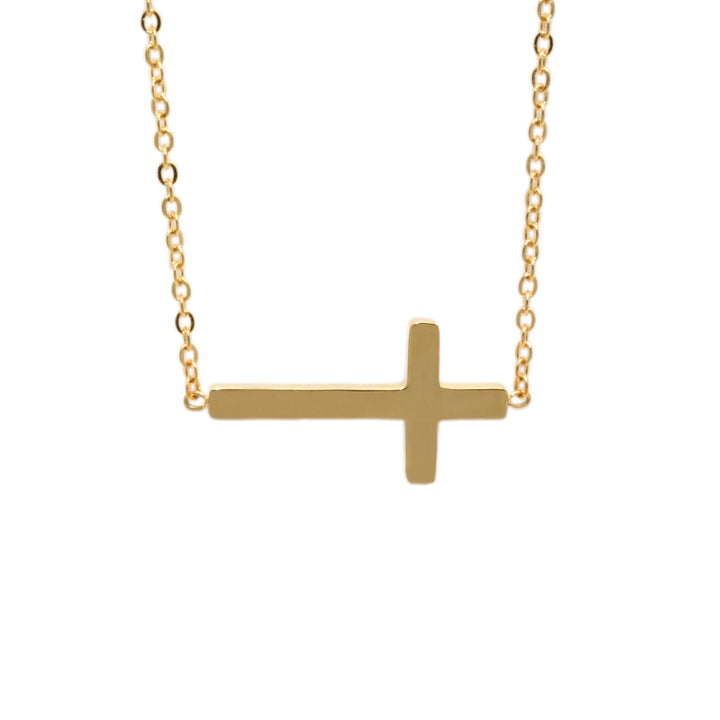 Gold Small Side Cross Necklace