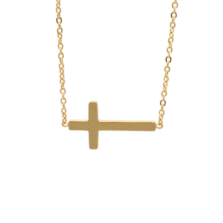 Gold Small Side Cross Necklace