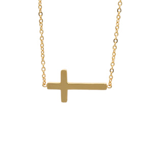 Gold Small Side Cross Necklace