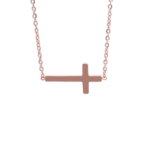 Rose Gold Small Side Cross Necklace