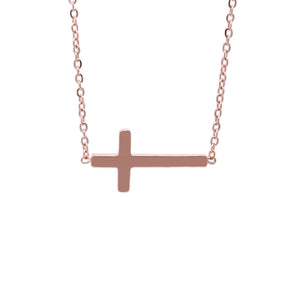 Rose Gold Small Side Cross Necklace
