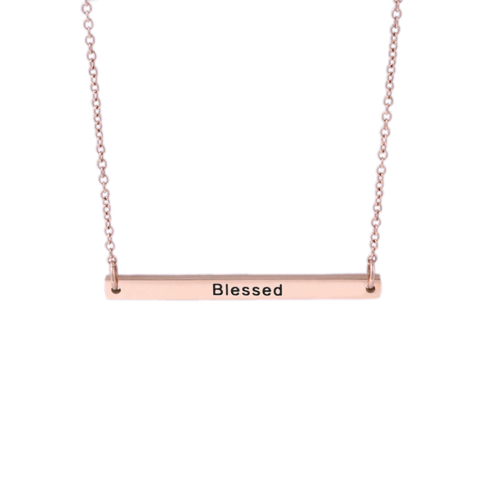 Rose Gold BLESSED Bar Necklace